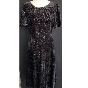 Talbots RSVP Black Velvet Sequined Size 4 Dress